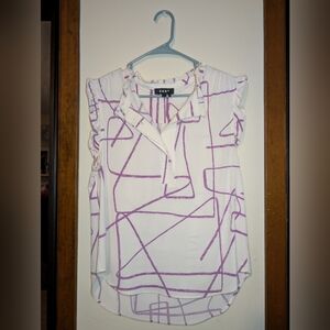 DKNY Women's White and Purple Top